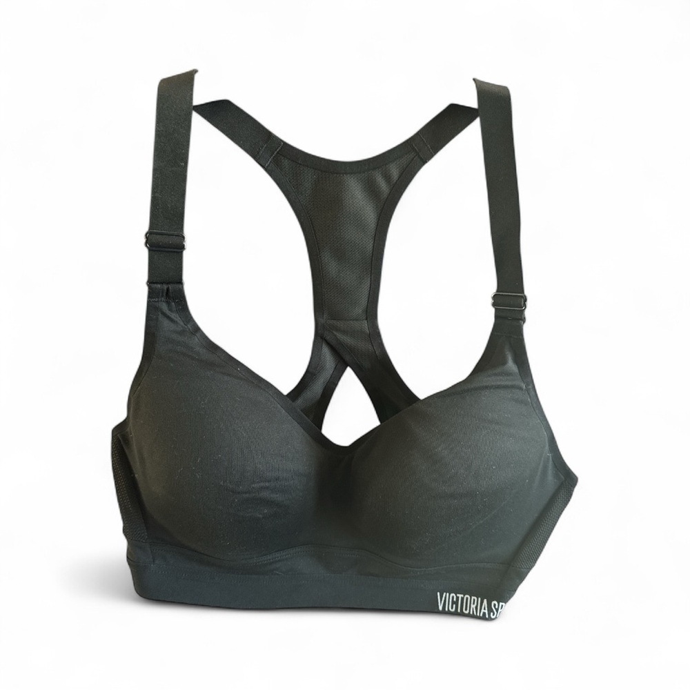 Victoria's Secret Womens Size 34C Black Racerback Padded Sports Bra Workout Gym